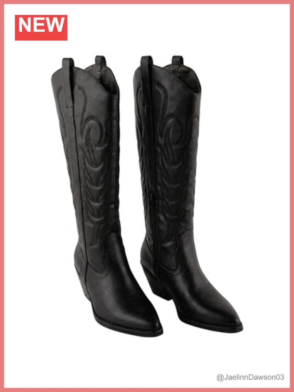 Faux Leather Knee-High Cowboy Boot with Block Heel